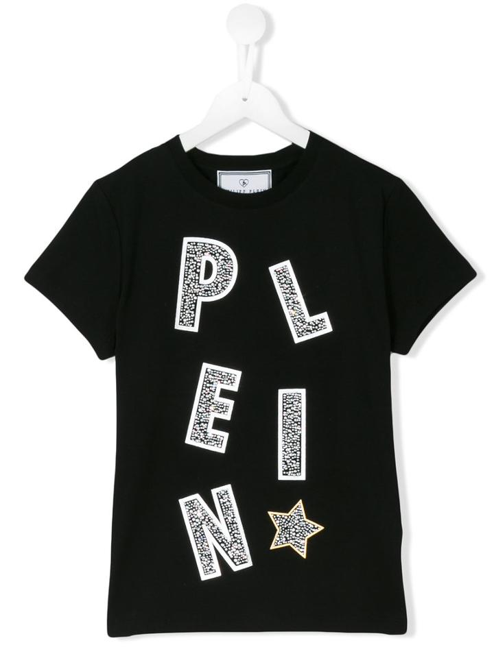 Philipp Plein Kids Embellished Logo T-shirt, Girl's, Size: 13 Yrs, Black