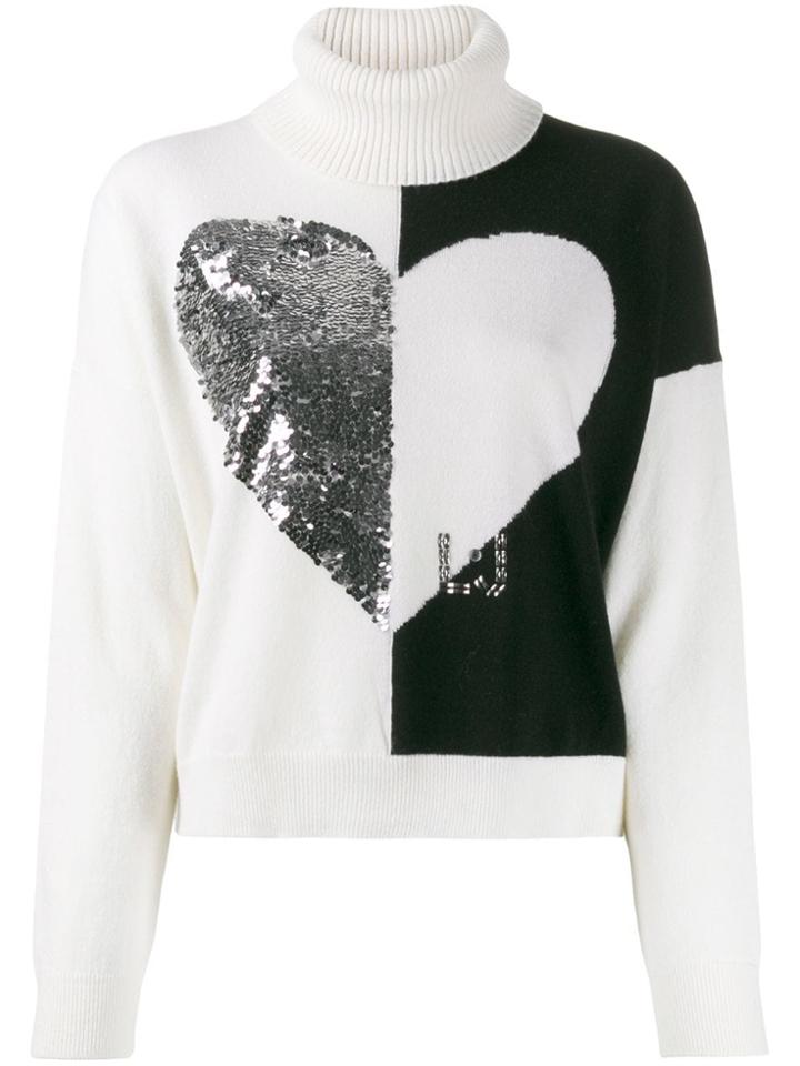 Liu Jo Sequin-embellished Colour-block Jumper - White