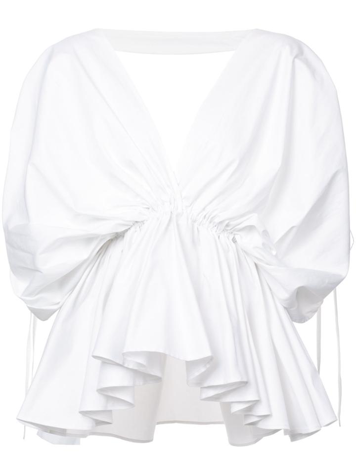 Leal Daccarett Deep V-neck Boxy Blouse - White