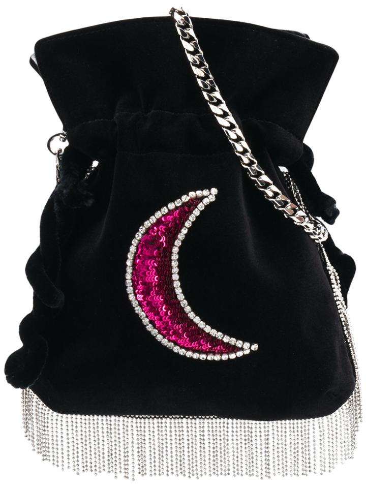 Les Petits Joueurs Embellished Fringed Crossbody Bag - Black