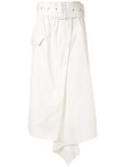 Sacai Belted Asymmetric Skirt - White