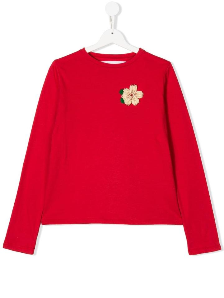 Touriste Floral Appliqué Top - Red