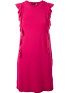 Love Moschino Ruffled Trim Dress, Women's, Size: 42, Pink/purple, Viscose/polyester