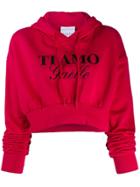 Gaelle Bonheur Slogan Drawstring Hoodie - Red