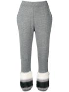 Izaak Azanei Faux Fur Trim Jacquard Pants - Grey