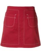Maison Kitsuné Fitted Mini Skirt - Red
