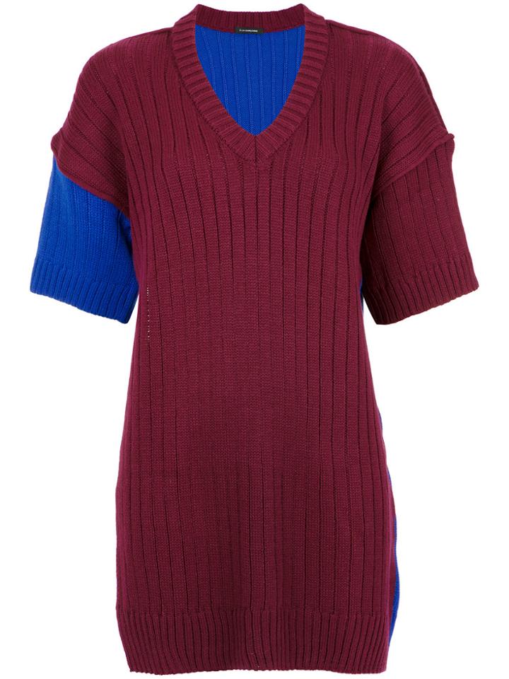 À La Garçonne Side Slit Tricot Top - Pink & Purple