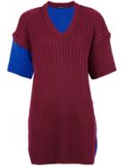 À La Garçonne Side Slit Tricot Top - Pink & Purple