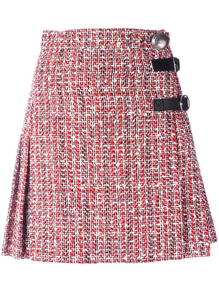 Alexander Mcqueen Boucle Kilt-style Skirt, Women's, Size: 40, Red, Cotton/wool/polyamide/silk