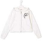 Pinko Kids Crystal Embellished Hooded Jacket - White