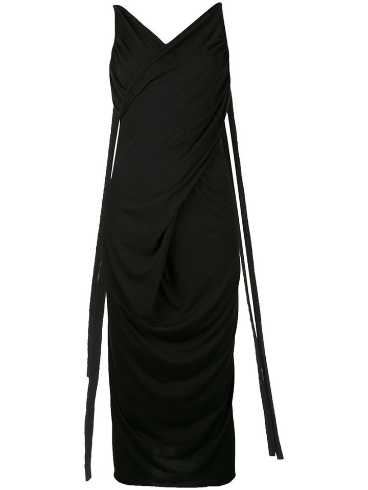 Rick Owens Lilies - Crossover Low Back Midi Dress - Women - Cotton/polyamide/viscose - 42, Black, Cotton/polyamide/viscose