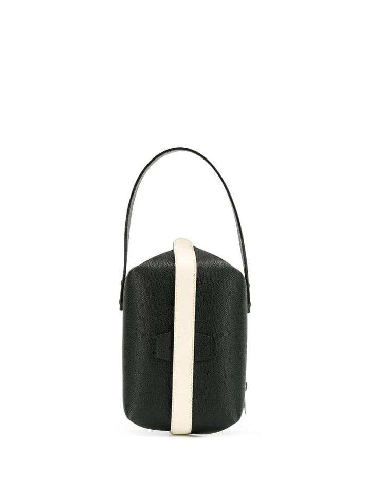 Valextra Contrast Stripe Clutch - Black