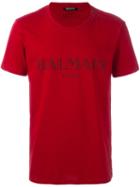 Balmain Logo T-shirt, Men's, Size: Medium, Red, Cotton
