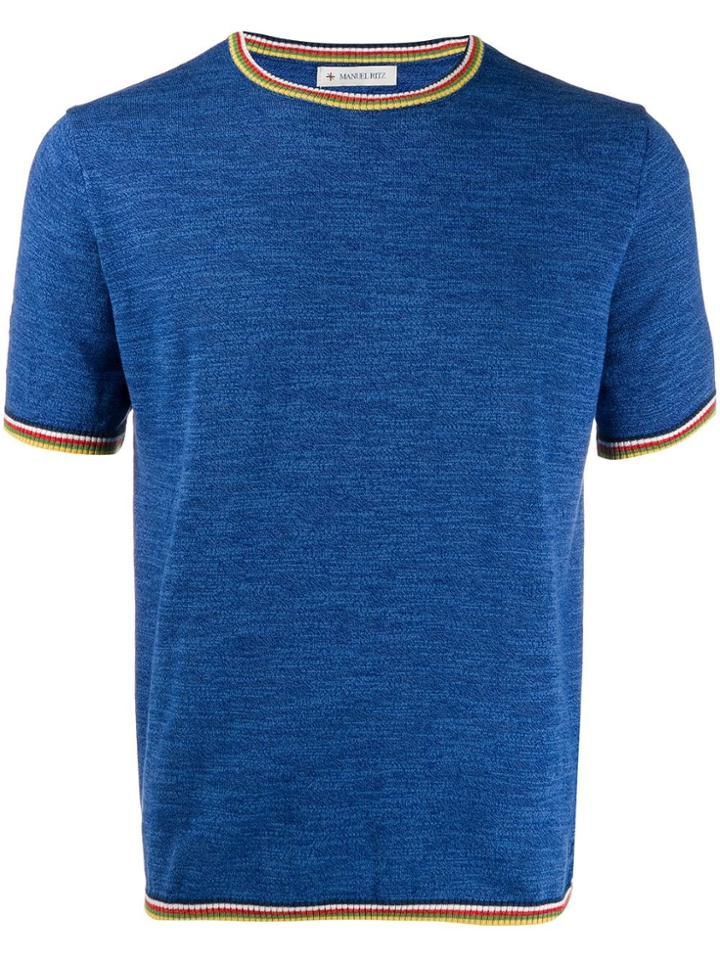Manuel Ritz Knitted Style T-shirt - Blue