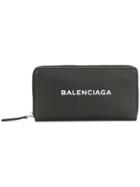 Balenciaga Logo Printed Zip Wallet - Black