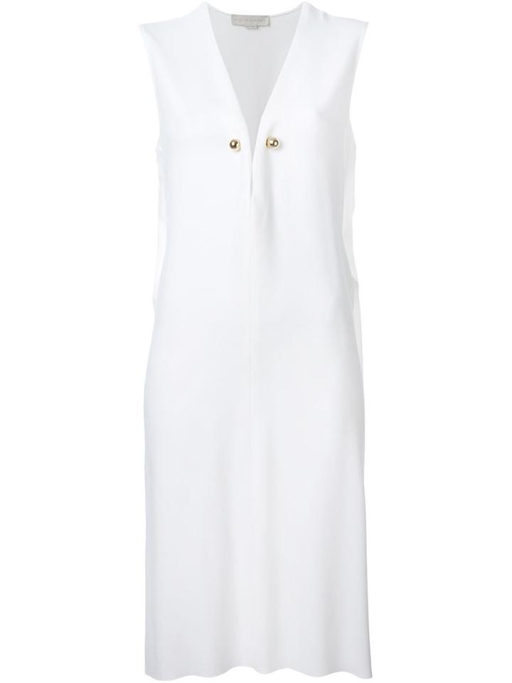 Stella Mccartney Bar Pin Shift Dress, Women's, Size: 38, White, Spandex/elastane/acetate/viscose/brass