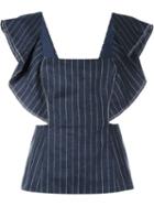 3.1 Phillip Lim Pinstripe Cascading Sleeve Top