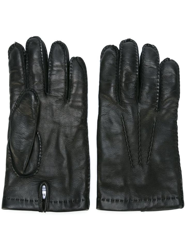 Ami Alexandre Mattiussi Leather Gloves, Men's, Size: Medium, Black, Leather