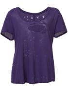 Unravel Project - Distressed T-shirt - Women - Cotton - S, Pink/purple, Cotton