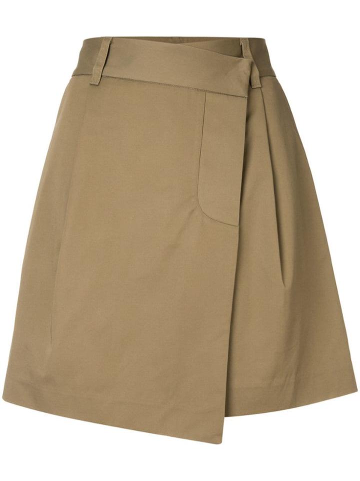 Goen.j Asymmetric Mini Wrap Skirt - Brown