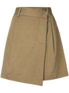 Goen.j Asymmetric Mini Wrap Skirt - Brown