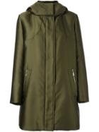 Moncler Gamme Rouge High Neck Hooded Coat, Women's, Size: 1, Green, Silk/feather Down/polyester