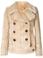 Gucci Vintage Logos Long Sleeve Fur Coat Jacket - Brown