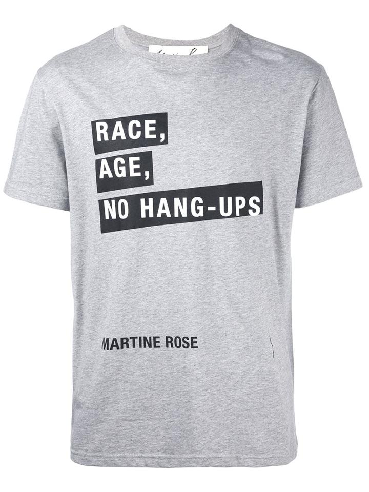 Martine Rose 'race Age No' T-shirt, Adult Unisex, Size: Large, Grey, Cotton