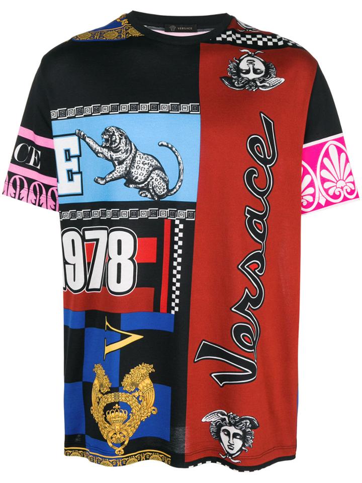 Versace Patchwork Print T-shirt - Black