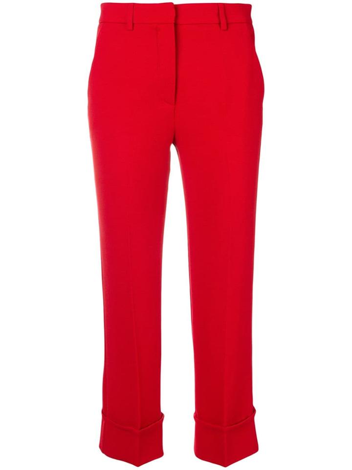 L'autre Chose Slim Turn Up Trousers - Red