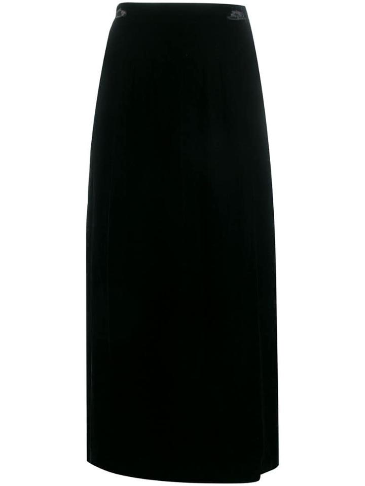 Giorgio Armani Pre-owned 1990's Velvet Midi Skirt - Black
