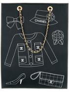 Chanel Vintage Icon Print Chain Hand Tote Bag - Black