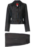 Kenzo Vintage Striped Belted Skirt Suit - Brown