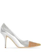 Burberry Tape Detail Mirrored Pumps - Silver