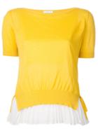 Estnation - Layered Top - Women - Rayon - 38, Yellow/orange, Rayon