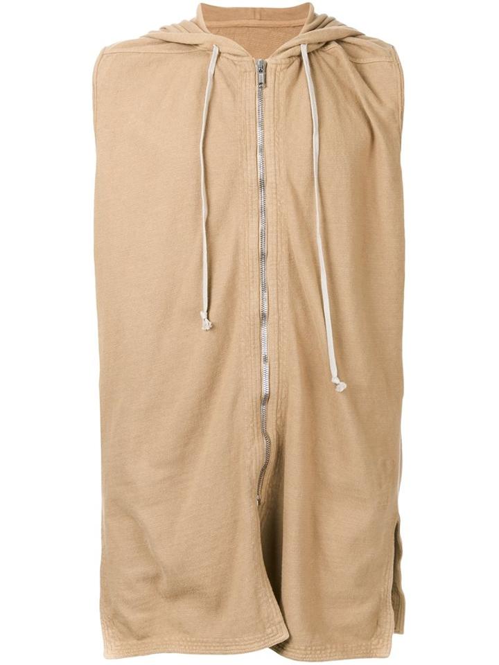 Rick Owens Drkshdw Hooded Zipped Tank, Men's, Size: Medium, Brown, Cotton