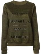 Anthony Vaccarello Logo Print Sweatshirt, Women's, Size: 36, Green, Linen/flax/cotton/polyamide