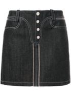 Paco Rabanne Mini Denim Skirt, Women's, Size: 36, Black, Cotton