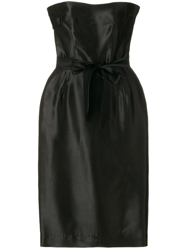 William Vintage Bow Detail Strapless Dress - Black