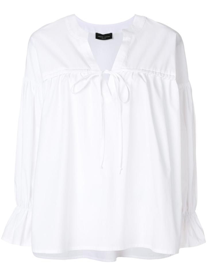 Roberto Collina Longsleeved Gathered Blouse - White