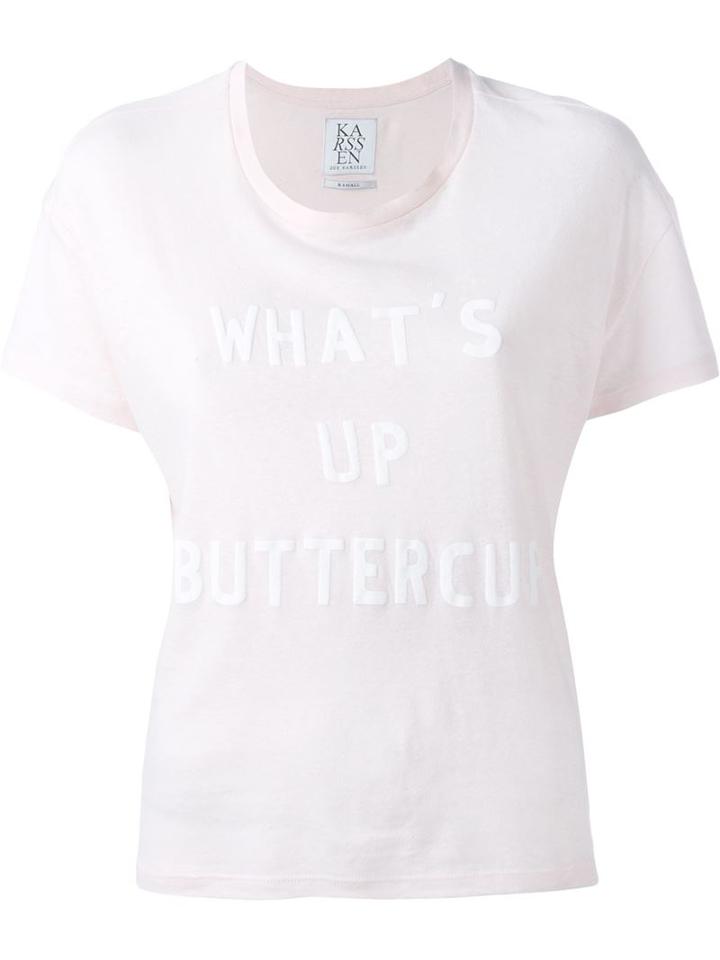 Zoe Karssen Front Print T-shirt, Women's, Size: M, Pink/purple, Linen/flax/cotton