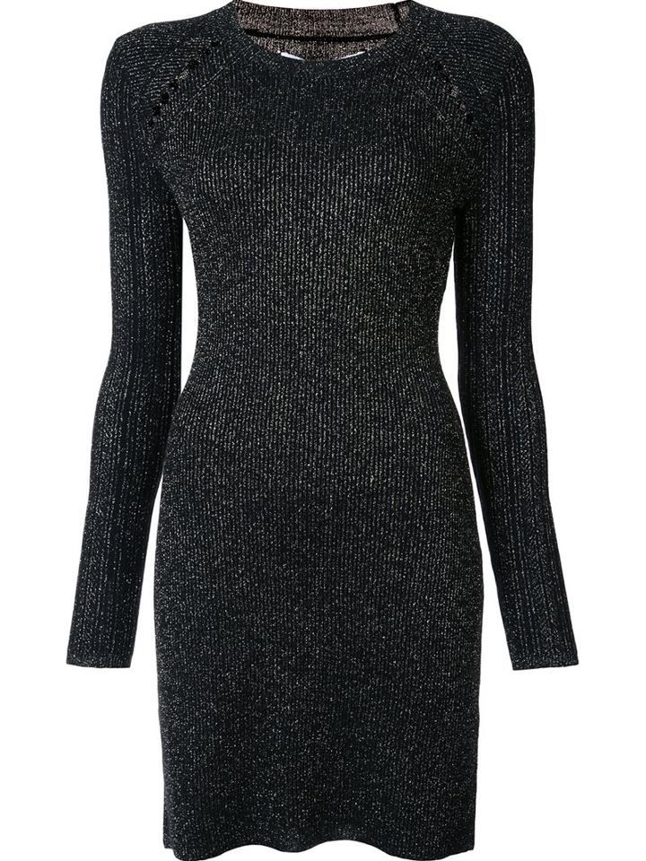 Derek Lam 10 Crosby Knit Fitted Dress, Women's, Size: Small, Black, Polyester/wool/metallized Polyester