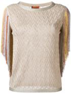 Missoni Fringed Metallic Blouse, Women's, Size: 40, Nude/neutrals, Rayon/cupro/polyester