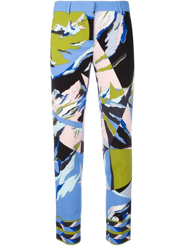 Emilio Pucci Abstract Print Cropped Trousers, Women's, Size: 38, Silk/spandex/elastane/viscose