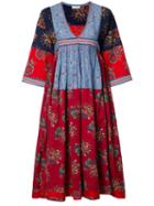 Ulla Johnson V-neck Embroidered Midi Dress, Women's, Size: 6, Cotton/linen/flax