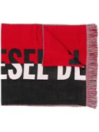 Diesel Logo Print Scarf - Red
