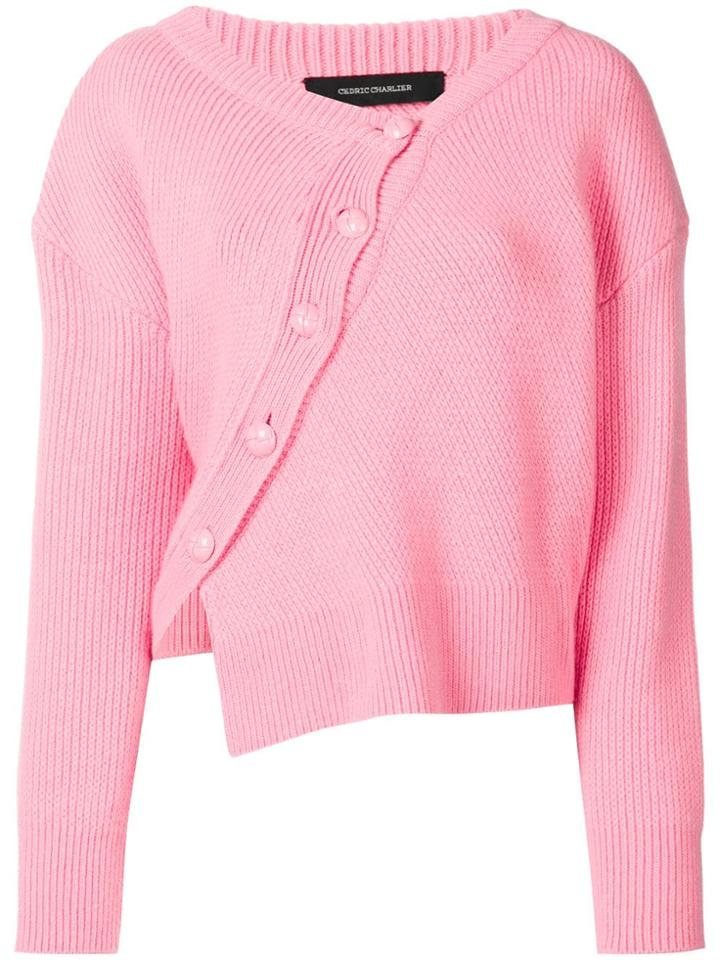 Cédric Charlier Asymmetric Button Front Jumper - Pink