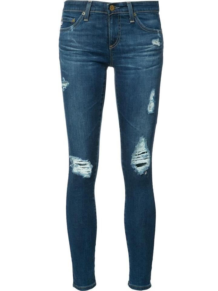 Ag Jeans Ripped Cropped Jeans, Women's, Size: 26, Blue, Cotton/polyurethane