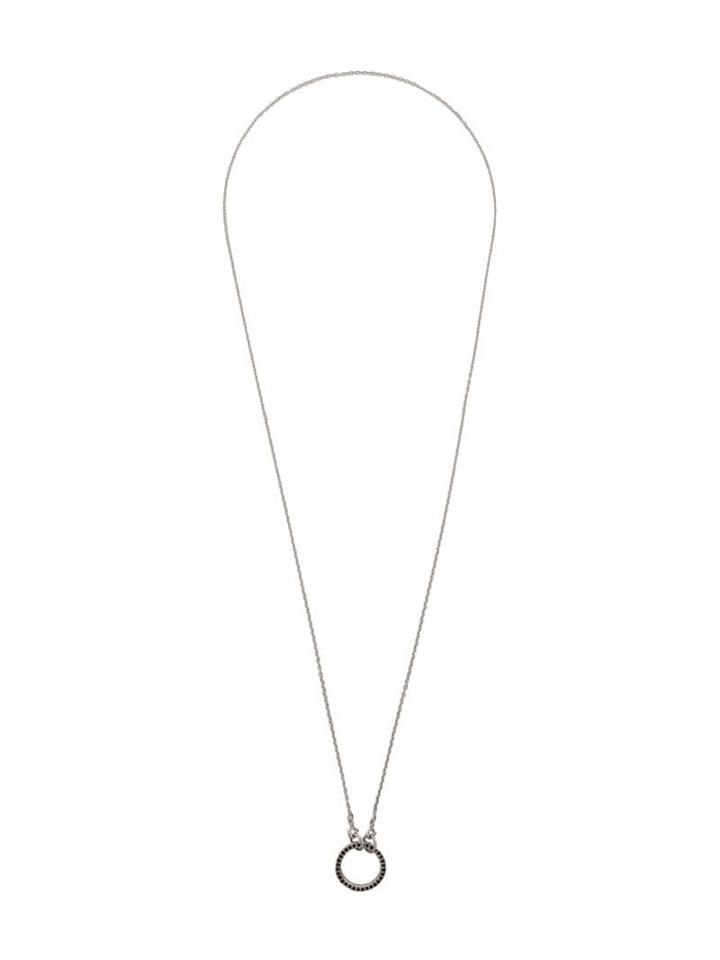 Chin Teo Black Diamond Encrusted Pendant Necklace - Silver