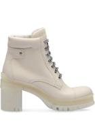 Prada Lace-up Chunky Heel Ankle Boots - White